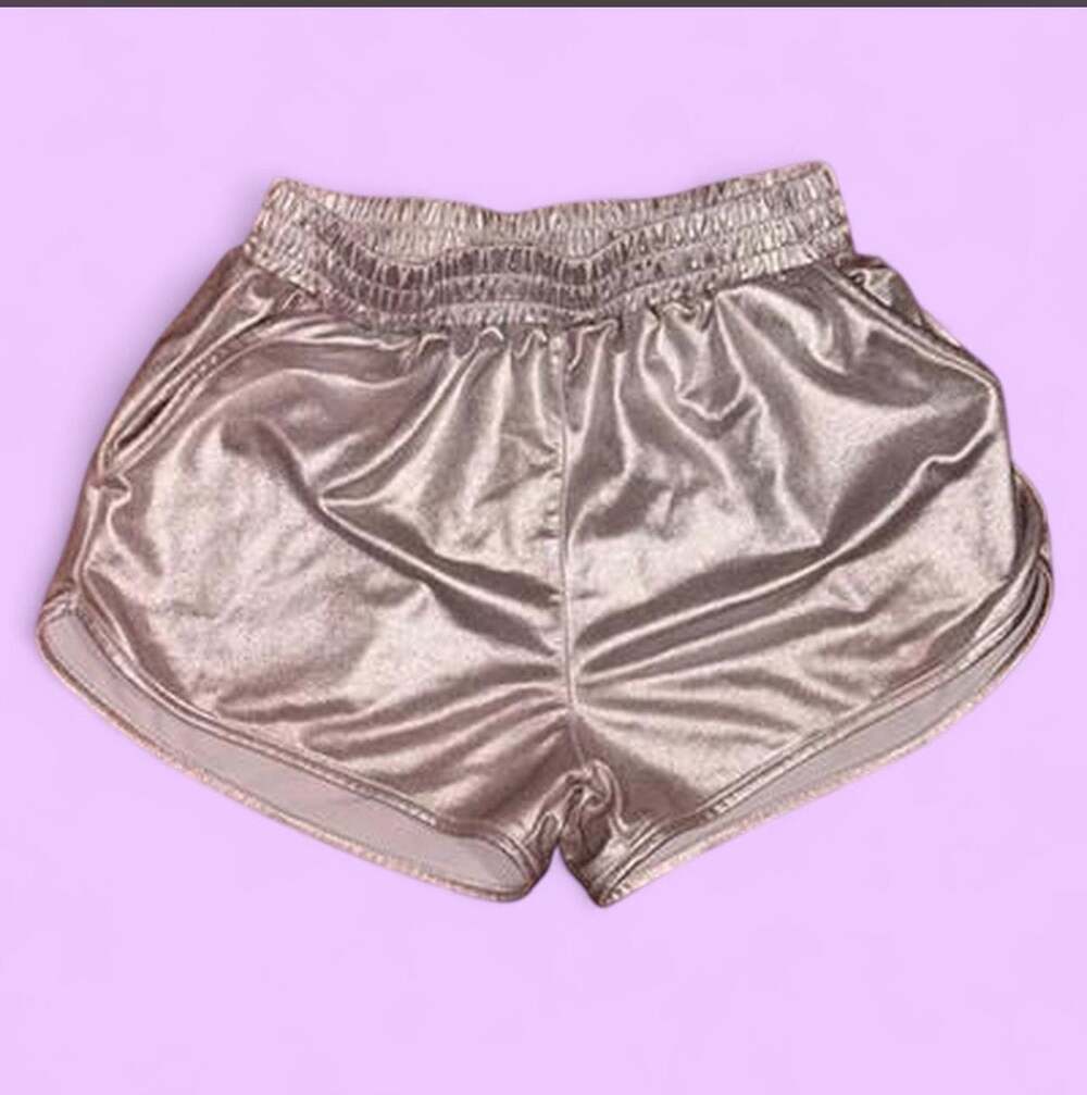 Girls Shorts Shiny Silver Metallic size 140 8-9